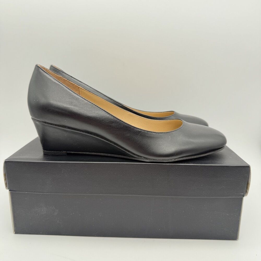 Naturalizer Pilar Black Leather Comfort Pumps Low Heel Dress Shoes Womens 7.5M